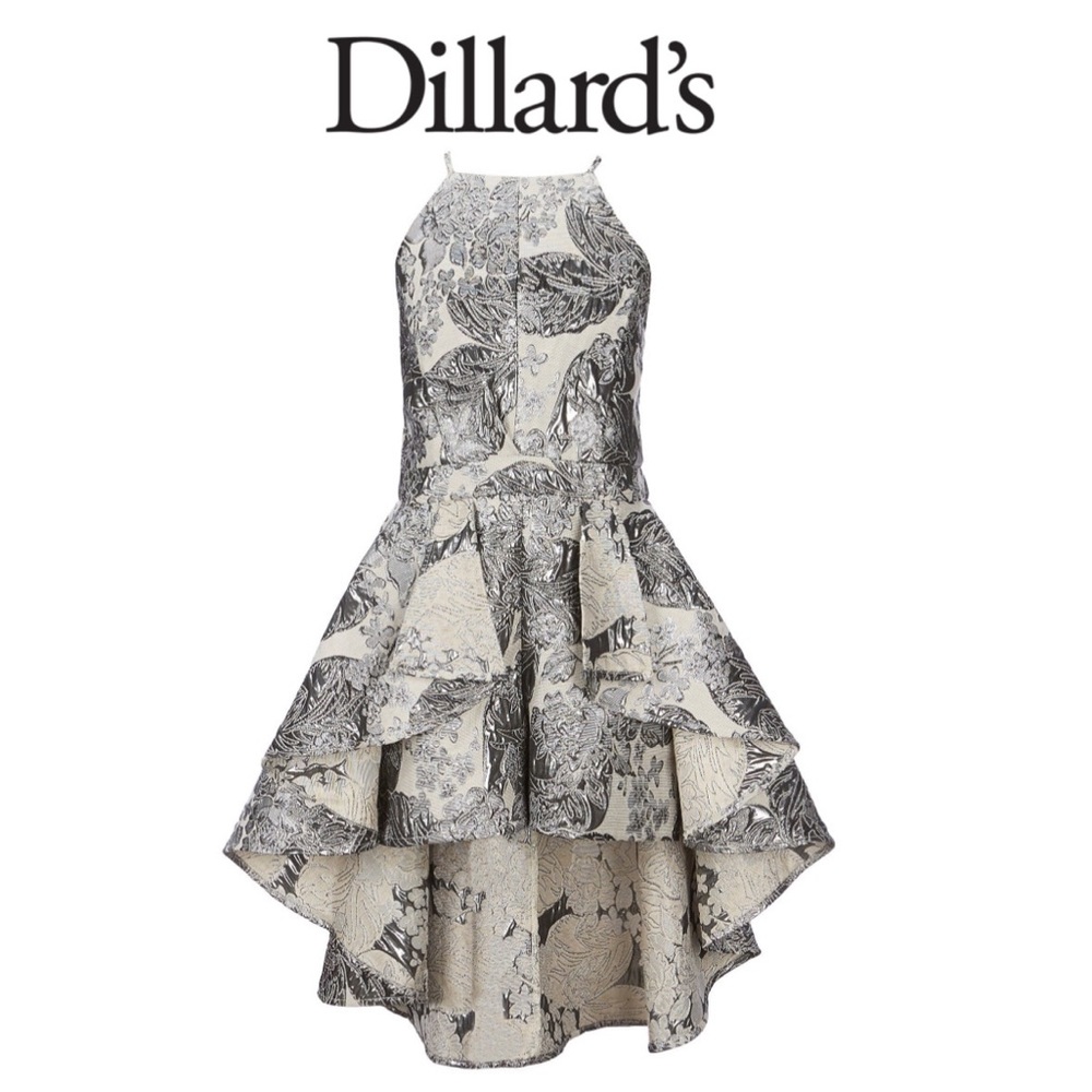Dillard’s Sleeveless High Low Jacquard Romper